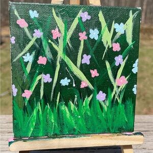 Green and Pink Impressionist Floral Painting Ode to Spring